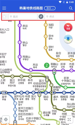韩巢地铁线路图app