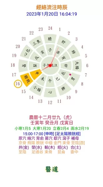 经络流注时辰钟